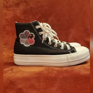 CONVERSE PLATFORM BLACK HI TOP SNEAKERS